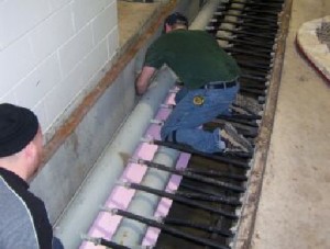 Artificial ice rink – brine header insulation